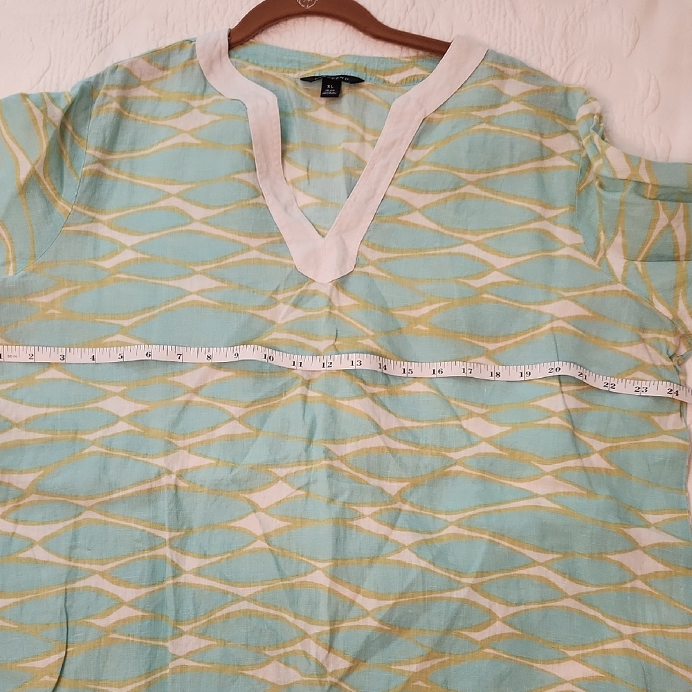 Lands' End Aqua and White Tunic Top - Picture 7 of 11
